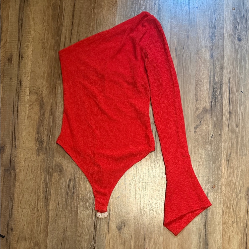 ALIX NYC Vibrant Red Textured Bodysuit